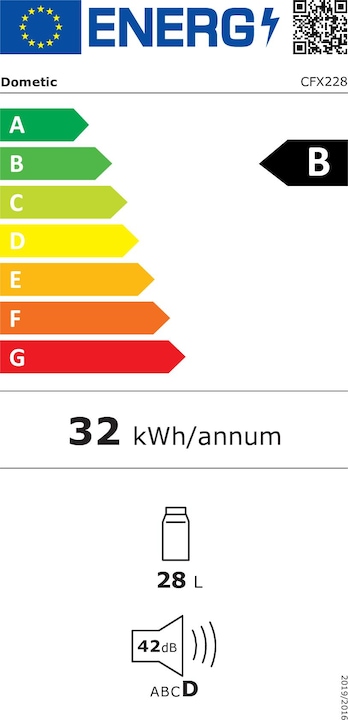 Energie-Label Dometic Kompressor-Kühlbox CFX2 28 AC/DC, EU Version (28 l)