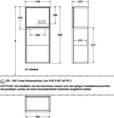 Produktbild Villeroy & Boch V&B Seitenschrank FINION 418x936x270mm Ans L Regal Wln ven anthr.