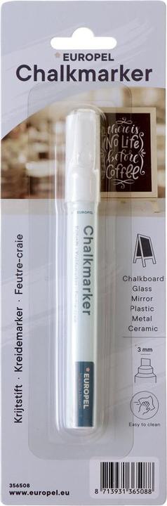 Immagine prodotto Europel Pennarello a gesso da 3 mm, confezione blister da 1, bianco (Bianco, 3 mm, 1 x)