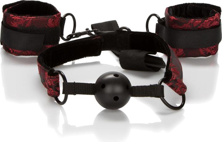 Actual product image CalExotics Breathable ball gag with handcuffs