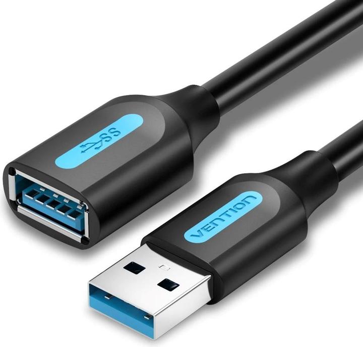 Vention Câble d'extension USB 3.0 mâle vers femelle CBHBF 1m Noir PVC (1 m, USB 3.0)