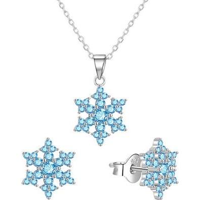 Agato, Schmuck Set, Beautiful Silver Jewelry Set With Blue Zircons Agt-Set02lb Chain Pendant Earrings, Silber