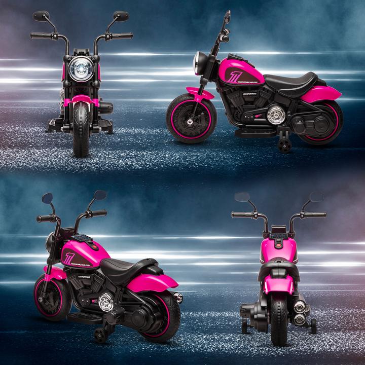 Actual product image Swisshandel24 Children's electric motorbike, 2 removable training wheels, 1.5-3 km/h, for 1.5-3 years Pink (6 V)