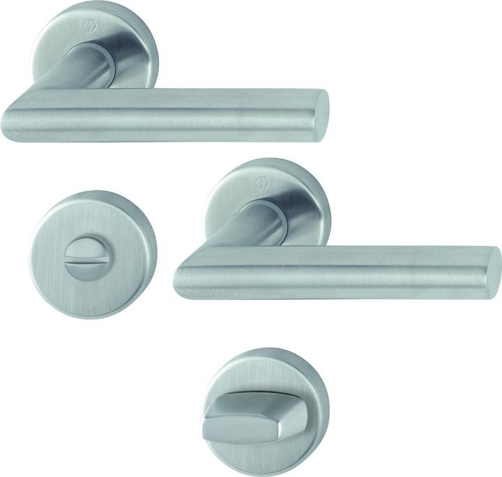 Produktbild Hoppe Rosettengarnitur Amsterdam E1400Z/42KV/42KVS Edelstahl F69 rund SK/OL DIN links / rechts D/D (Türgarnitur)