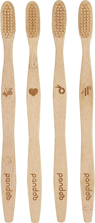 Image du produit Pandoo Brosses à dents en bambou (Moyen, 4 x)