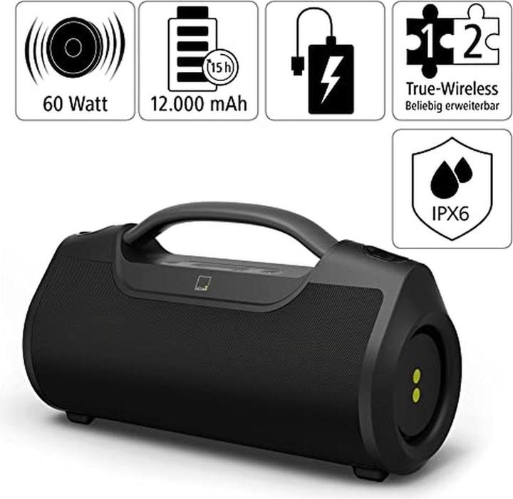 Produktbild Aha Bluetooth®-Lautsprecher N-ERGY Strahlwasserschutz 60 W Power Pack (12 h, Akkubetrieb, Stromversorgung über USB)