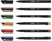 Produktbild STABILO OHPen universal Folienstift permanent (Grün, Rot, Blau, Braun, Schwarz, Orange, 0.40 mm, 6 x)