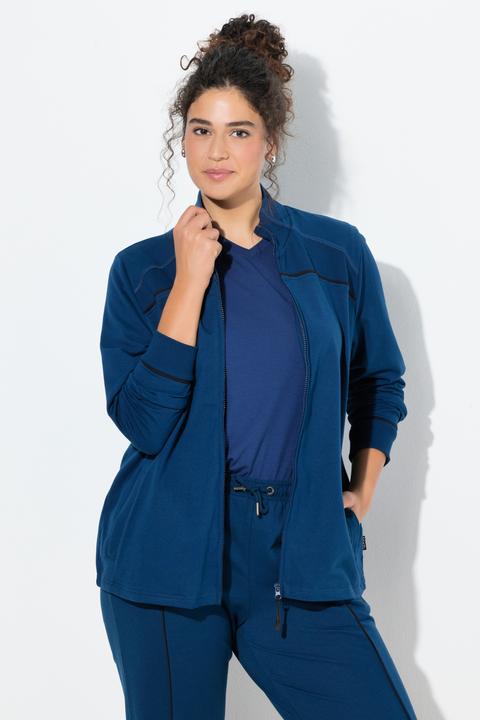 Produktbild Ulla Popken Sweatjacke, Rippeinsätze, Stehkragen, Langarm (58, 60)