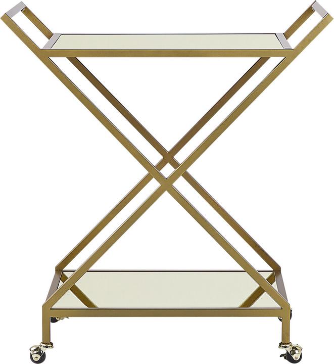 Image du produit Beliani Chariot de service métal doré effet miroir 2 étages IVERA