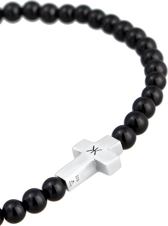 Immagine prodotto Kuzzoi Bracciale Onyx Beads Cross Vintage Argento 925 (19 cm, Plastico, Onice, Argento 925)