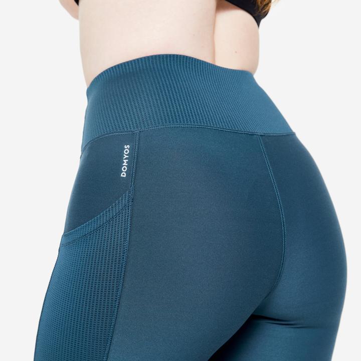 Immagine prodotto Domyos Leggings sportivi da donna con tasca per cellulare a vita alta - blu (W26/L30)