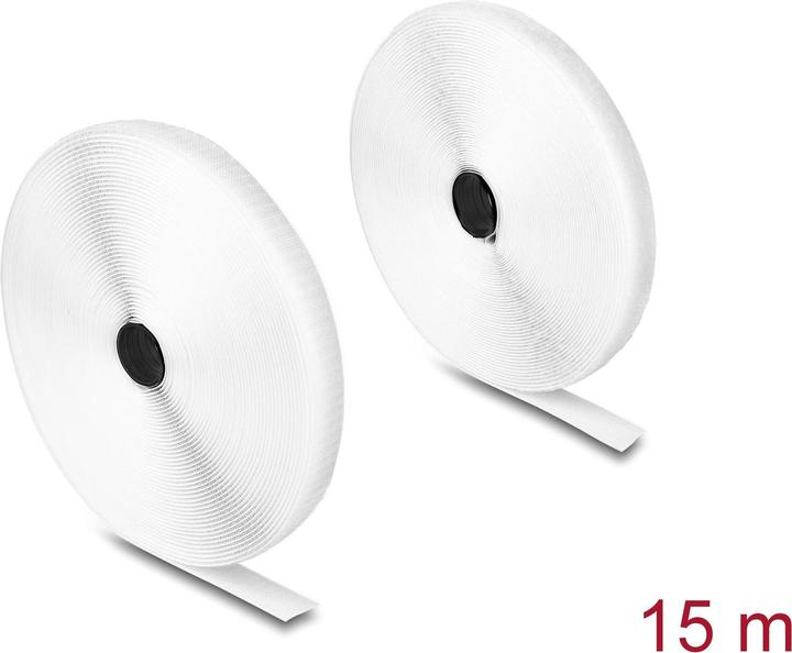 Productafbeelding Delock Klittenband 15 m x 20 mm met lijm en vliesband Wit (20 mm)