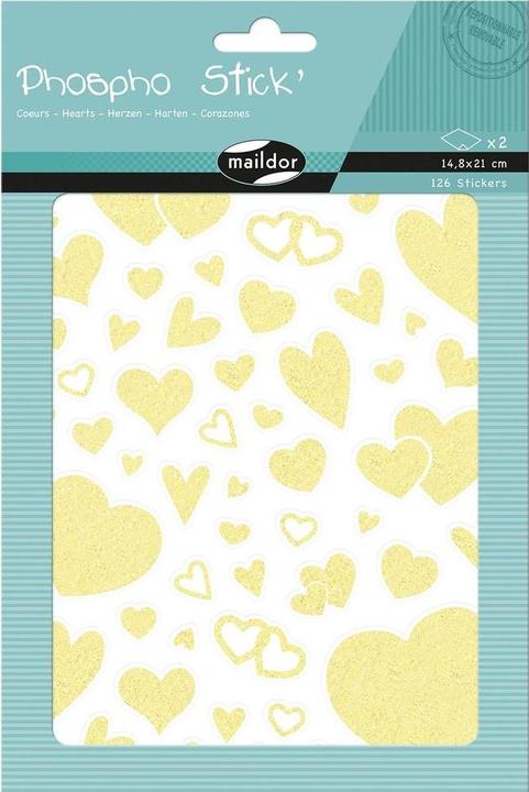 Produktbild My Mandarine Motivsticker Phospho Herzen 2 Bögen, 126 Sticker