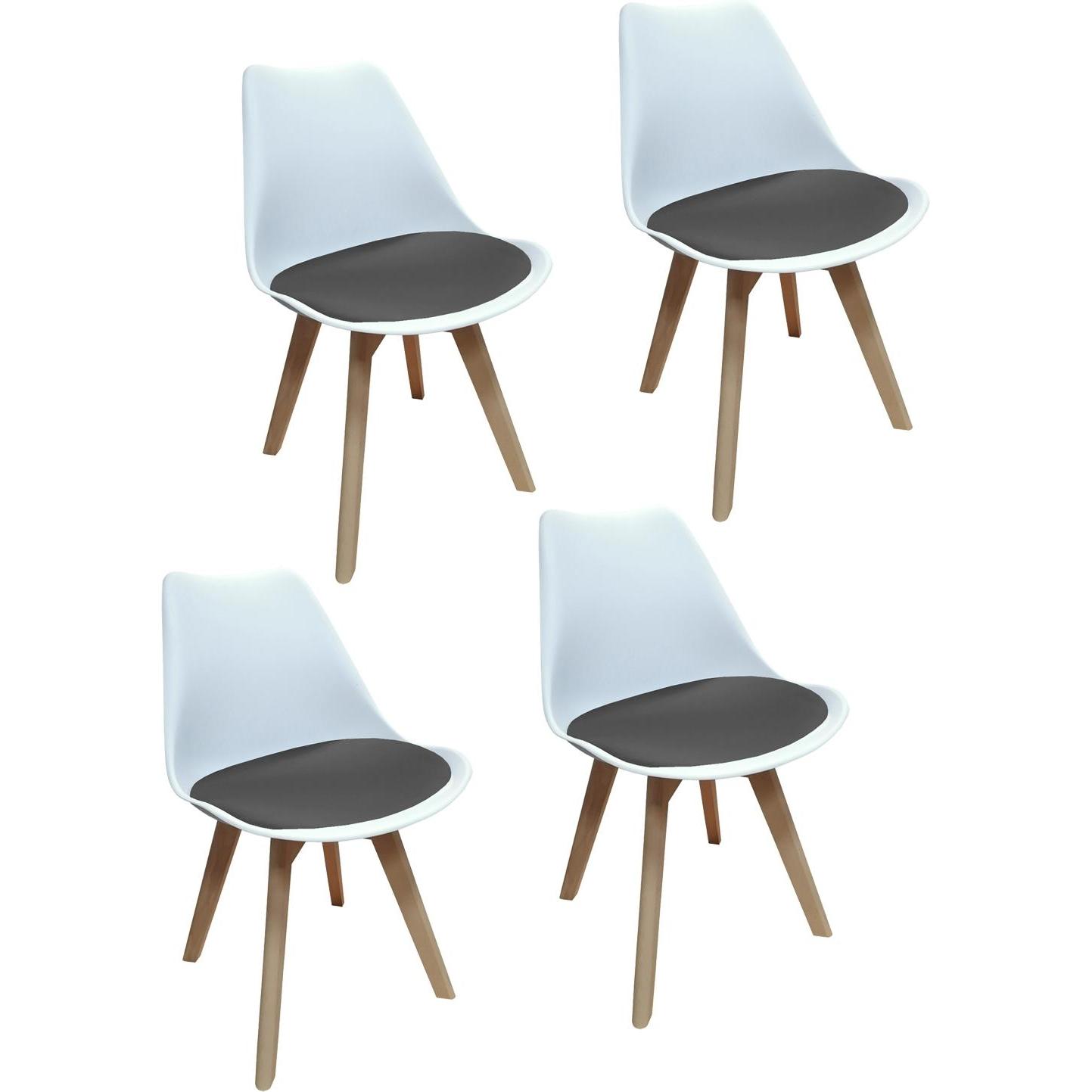 HTI-Living, Stühle, Esszimmerstuhl Samt 4er Set Atlanta Weiss/Grau