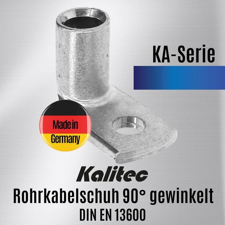Produktbild Kalitec 10 Stück KA3-L5 Handelsübliche Rohrkabelschuhe gewinkelt 16mm² M5 I ohne Sichtloch I 90° I M