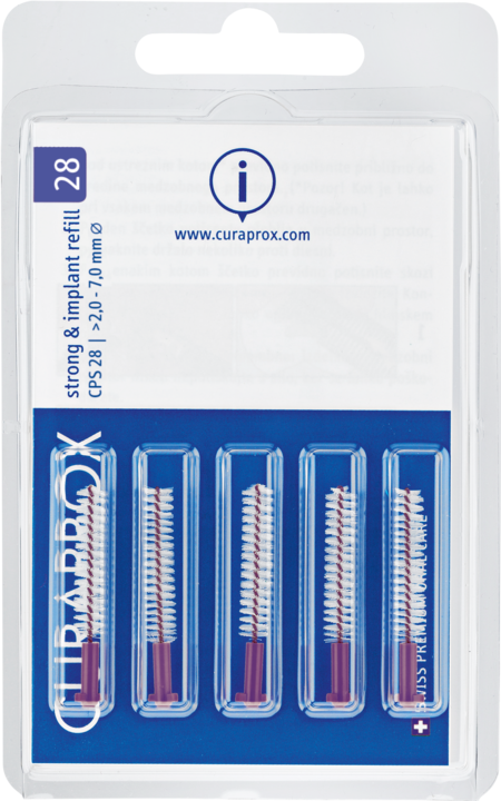 Actual product image Curaprox CPS 28 Implant brush violet 5 pcs. (5 x, 5 mm)