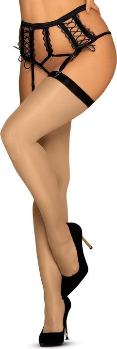Produktbild Obsessive Sexy hautfarbene, weiche glänzende Strapsstrümpfe (M)
