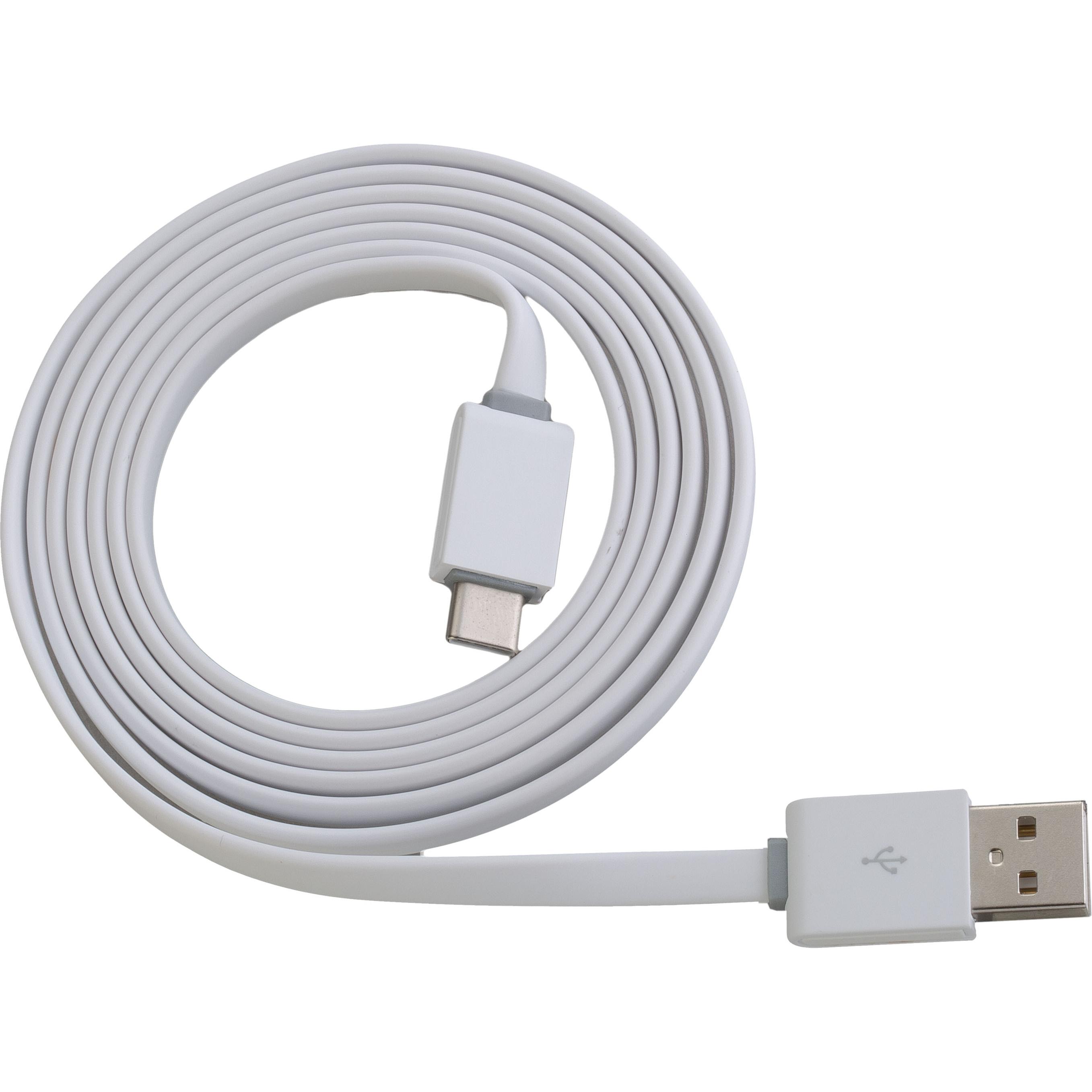Peter Jäckel FLAT 1,5m USB Data Cable White Typ-C USB mit Sync- und Ladefunktion (1.50 m, USB 2.0), USB Kabel