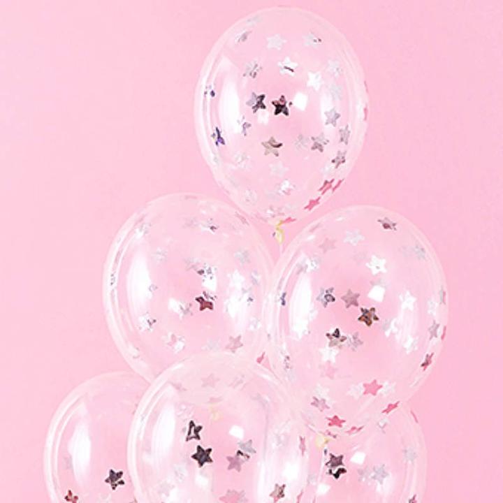 Actual product image Partydeco Star Confetti Balloons Silver (6 x)