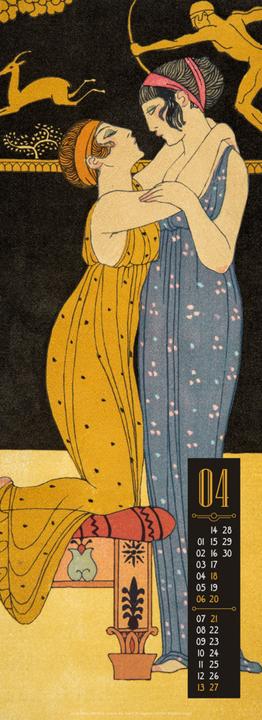 Actual product image Art Deco - Illustrations Calendar 2025 (24 x 66 cm, Hardcover, French, Spanish, English, German)