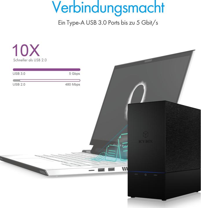 Produktbild Icy Box Gehäuse RAID Gehäuse für 2x HDD, IB-RD3621U3 (3.5")