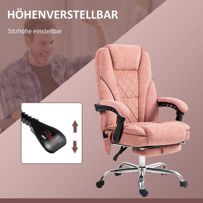 Produktbild Swisshandel24 Ergonomischer Bürostuhl mit Massagefunktion, Fussstütze, drehbar, rollbar, Rosa