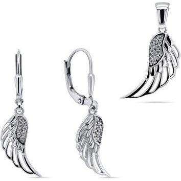 Brilio, Ohrringe, Silver Fashion Silver Jewelry Set Angel Wings Pendant Earrings