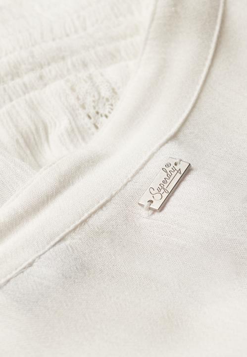 Produktbild Superdry Langärmelige, gesmokte Bluse mit Spitzenbesatz (12XL)