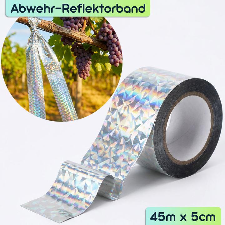Produktbild Ideoon 2er-Set Vogelschutzband Reflektierend 45m x 5cm - Effektive Vogelabwehr durch Lichtreflexion und Bew