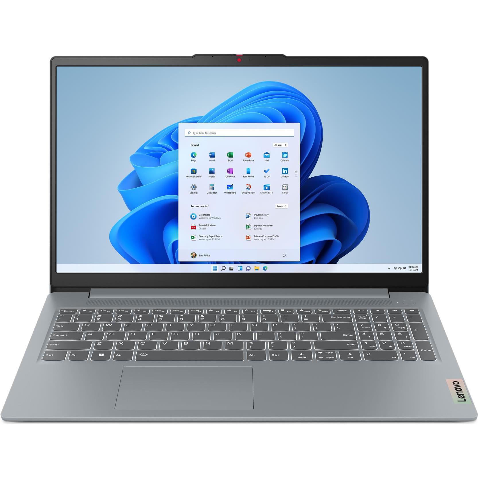 Lenovo IdeaPad Slim 3 (15.60", AMD Ryzen 5 7430U, 16 GB, 1000 GB, DE), Notebook, Grau