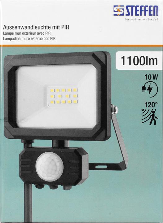 Actual product image Steffen Aussenwandleuchte LED 10W mit PIR 120° sw (1100 lm, IP65)