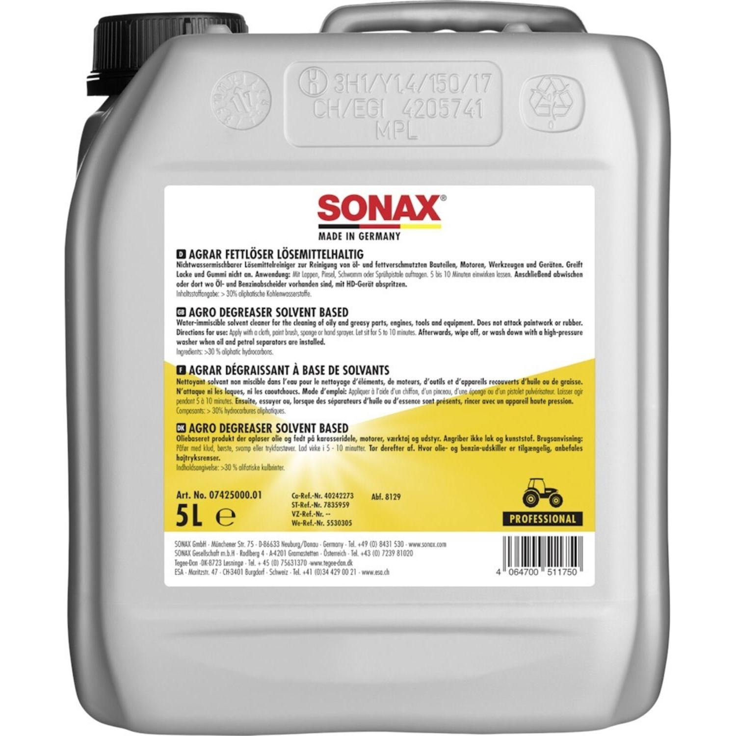 Sonax, Detergente auto, AGRAR Fettlöser lösemittelhaltig 5 l (5000 ml)
