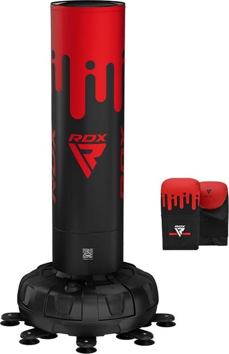 Rdx Freistehender Boxsack F9 Rot/Schwarz - 183 cm + Boxhandschuhe F9 Rot/Schwarz (180 cm)