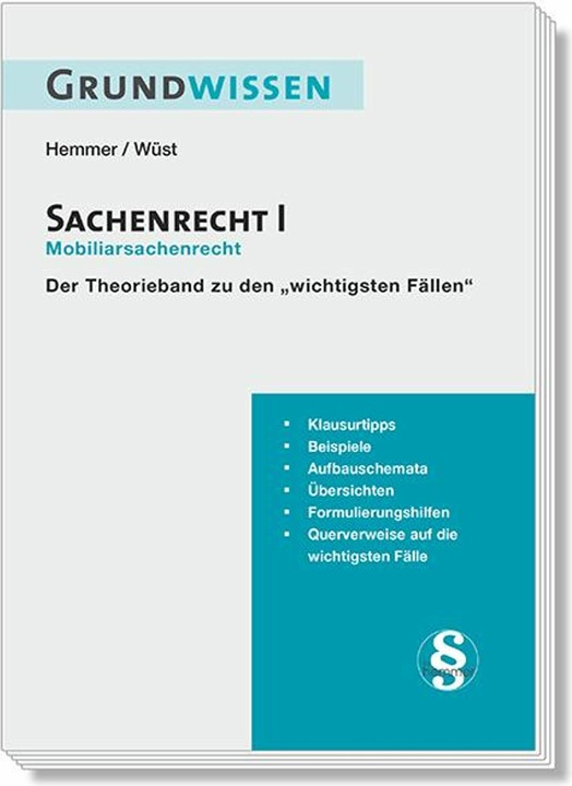 Produktbild Grundwissen Sachenrecht I - Mobiliarsrecht (Deutsch, Hemmer, Achim/d'Alquen, Karl-Edmund/Wüst, Clemens, 2024)