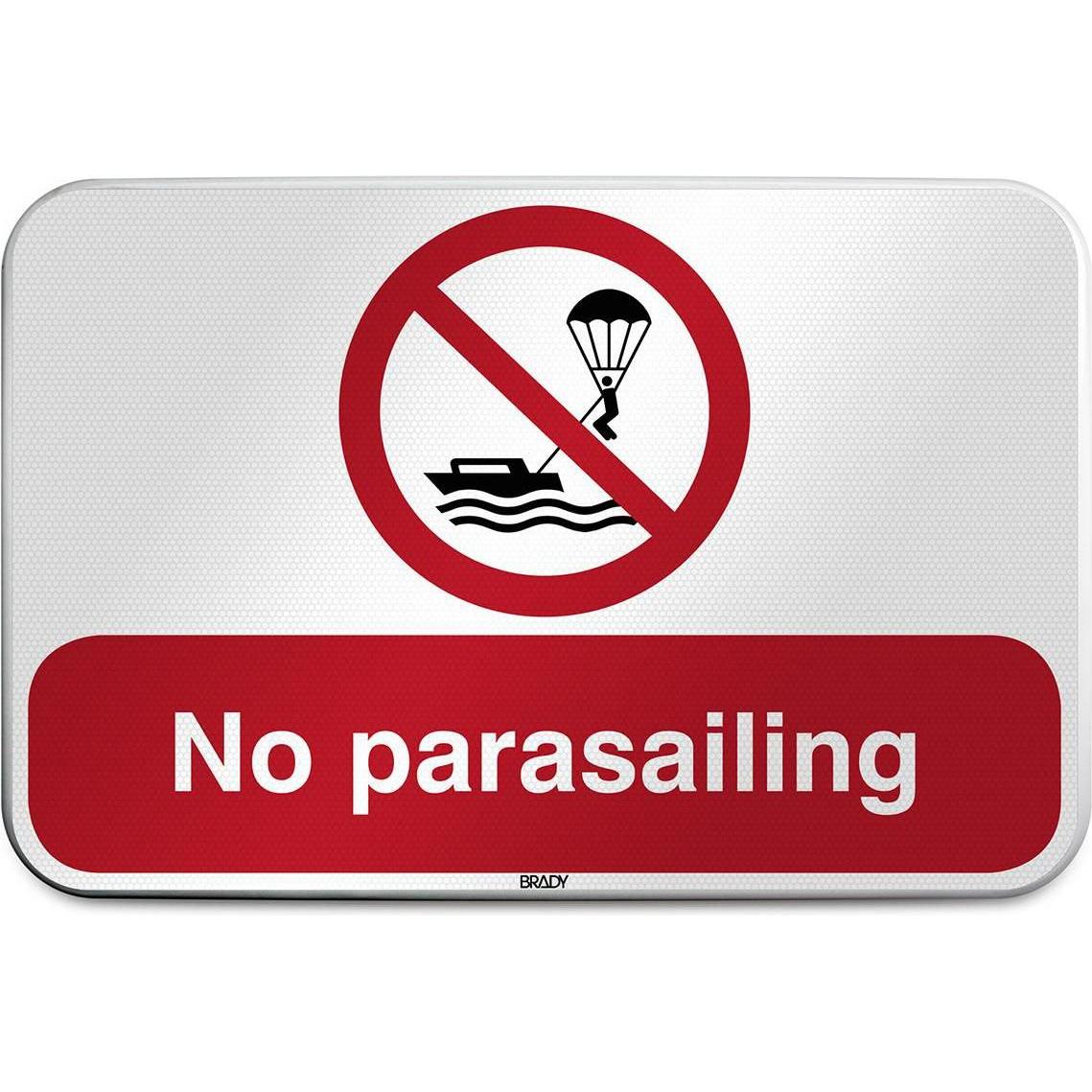 Brady, Sicherheitskennzeichnung, P/P066/DE349/RFLBD-400X600-1, ISO Sicherheitsschild - Parasailing verboten, Aluminium l...