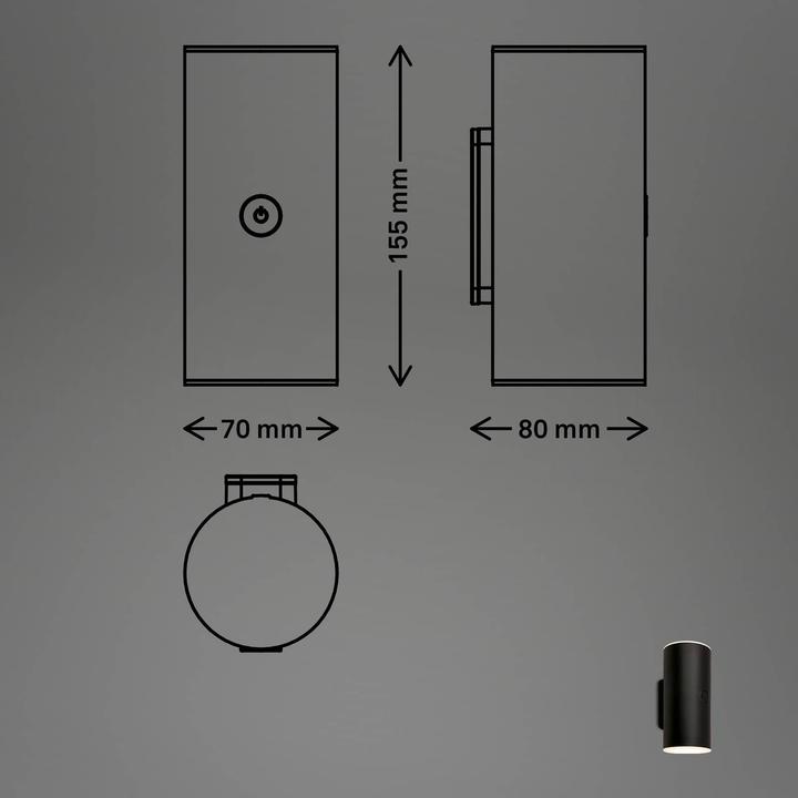 Produktbild Briloner Akku LED Aussenwandleuchte,schwarz,2xLED/6W (700 lm, IP44)