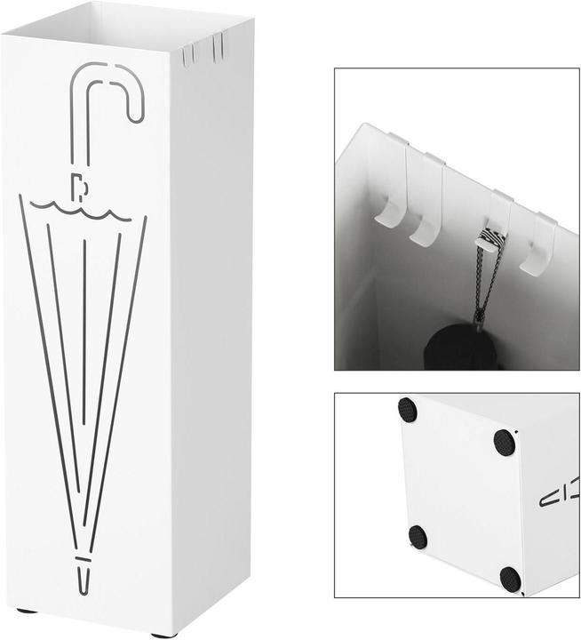 Image du produit Songmics Porte-parapluies avec motif 49 cm, blanc (15,5 x 15,5 x 49 cm)