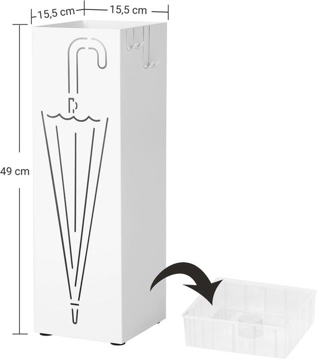 Image du produit Songmics Porte-parapluies avec motif 49 cm, blanc (15,5 x 15,5 x 49 cm)