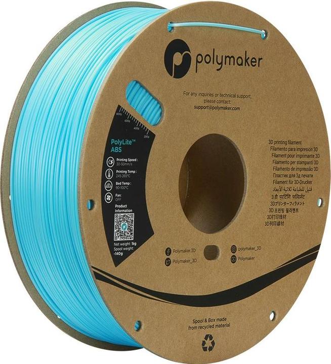 Actual product image Polymaker PolyLite ABS Hellblau 1,75 mm 1000 g (ABS, 1.75 mm, 1000 g)