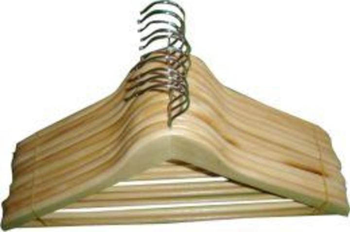 Magni Nölle Konfektionsbügel aus Holz mit Steg, Beige, 45 x 23 x 3.5 cm (1x)