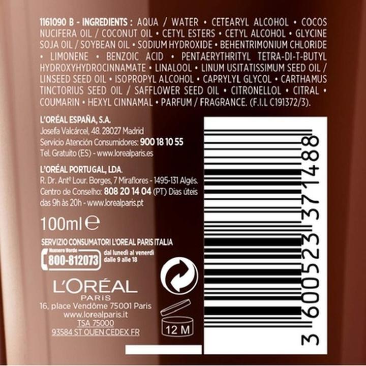 Nährwerte und Zutaten L'Oréal Paris L'Oreal Paris Nourishing Infusion Pomade for Dry Hair - Rich Nourishment (Haarwachs)