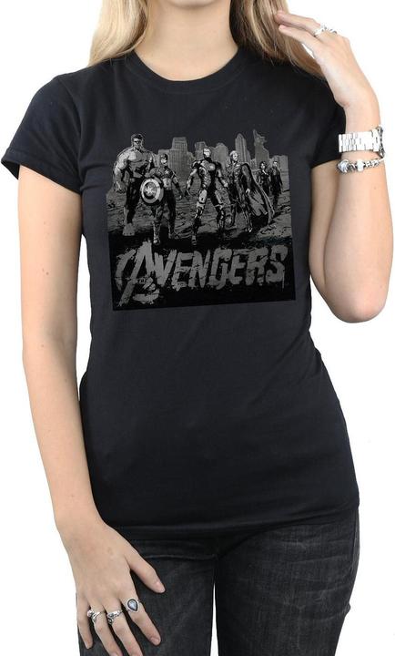 Actual product image Womens/Ladies Avengers Mono Team Art Cotton T-Shirt (S)