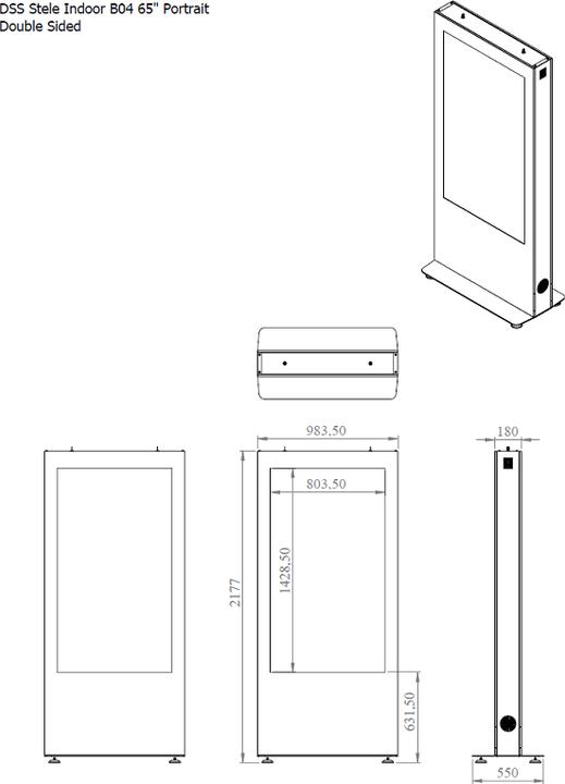 Image du produit DSS Stèle d'intérieur Portrait, écran 65", noir