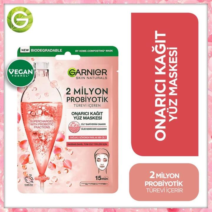 Actual product image Garnier Skin Naturals Repairing Sheet Mask - Regenerating Textile Mask with Probiotic Fractions - (22 g)