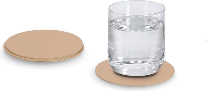 Produktbild Zeller Present Glasuntersetzer-Set, 4-tlg., Kunstleder, puder (4 x, Glasuntersetzer)