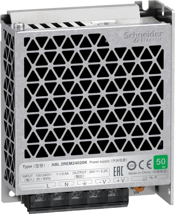 Actual product image Schneider Power supply, Easy Modicon ABL2, clocked, 1-phase, 100-240V AC, 24V DC, 2.2A, 53W ABL2REM24