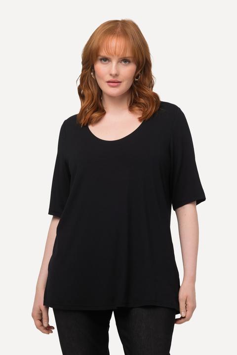 Image du produit Ulla Popken T-shirt doublé à l'avant, col V et manches courtes (58)