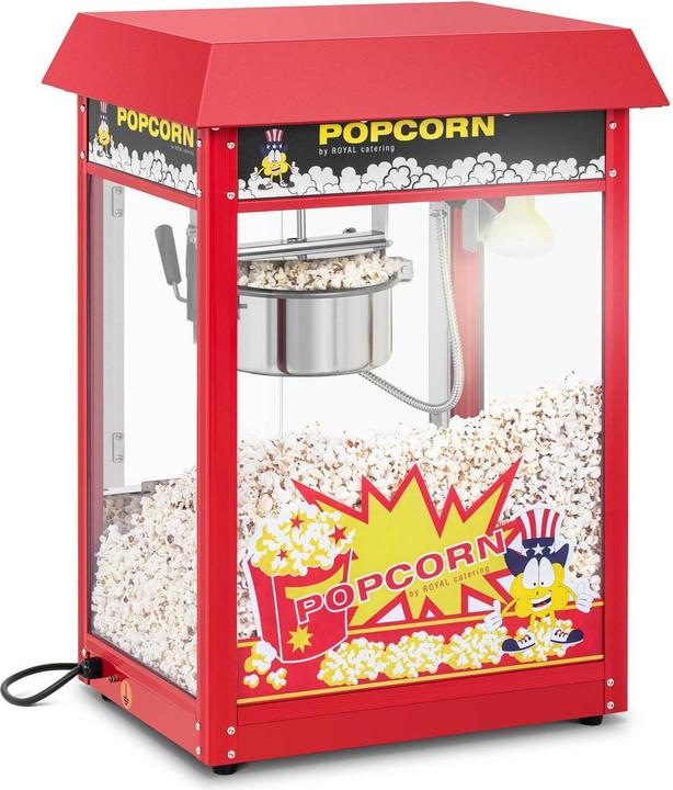 Immagine prodotto Royal Catering Piccola macchina per popcorn - Potenza 1600 W, acciaio inox, vetro temperato, rivestimento in teflon