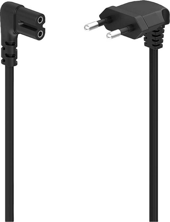 Hama Netzkabel, beidseitig gewinkelt, Euro-Stecker, Doppelnut/C7, 1,5 m, Schwarz (1.50 m)