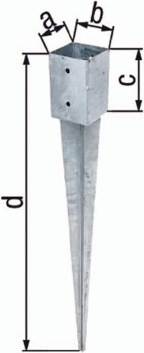 GAH Drive-in ground sleeve a91xb91xc150xd900mm steel raw hot-dip galvanised (1 pcs.)